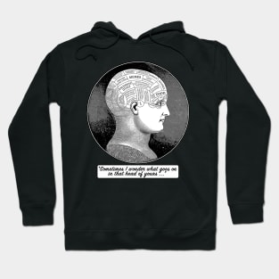 Funny Vintage Phrenology Head Illustration - Dark Humor Hoodie